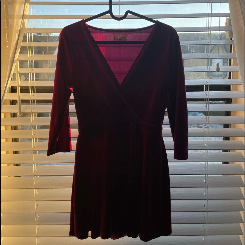 Silence + Noise Velvet Carnation Surplice Romper